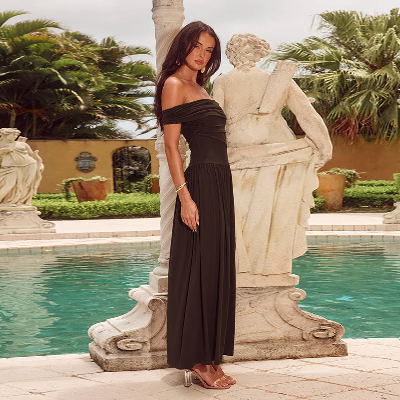 High Class Elegant Off-the-shoulder Tube Top Long Dress
